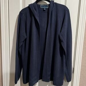 Karen Scott Cardigan Lexsoft Hooded Blue size Medium Flattering